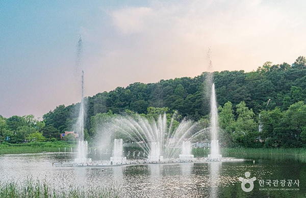 보라매공원 연못 음악분수