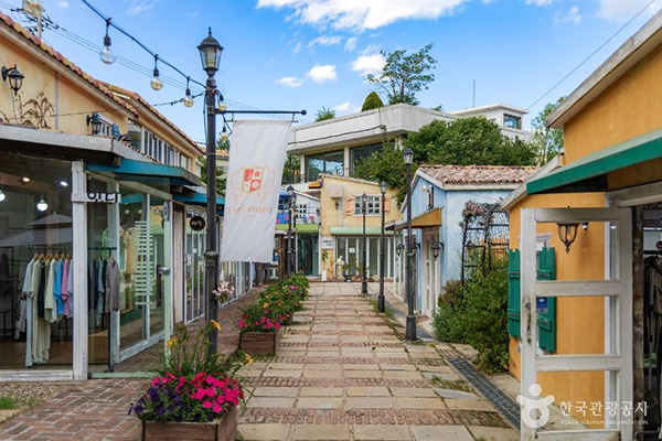 파주 프로방스 마을 예쁜 꽃들과 조명이 매달린 감성적인 쇼핑 골목